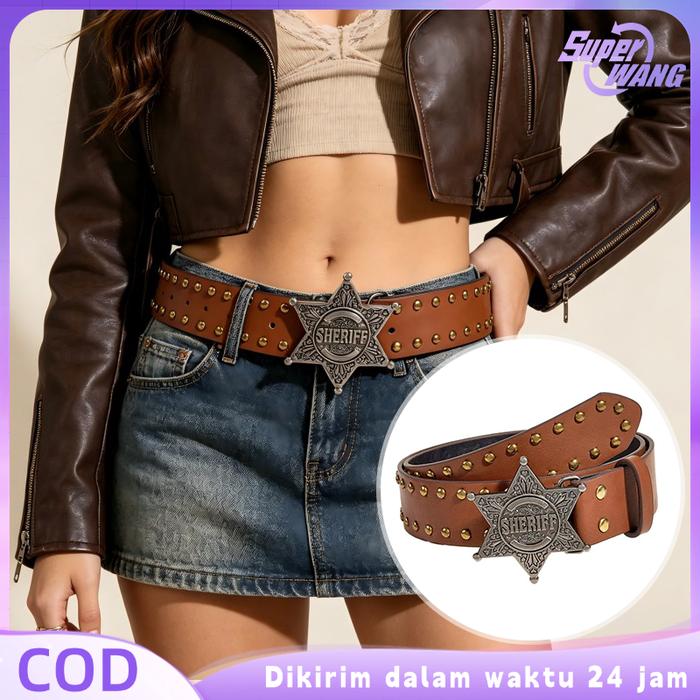 Punk Belt Ikat Pinggang Punk Rock Pria 105cm Belt Punk Pria Uniseks Sabuk Pinggang Punk