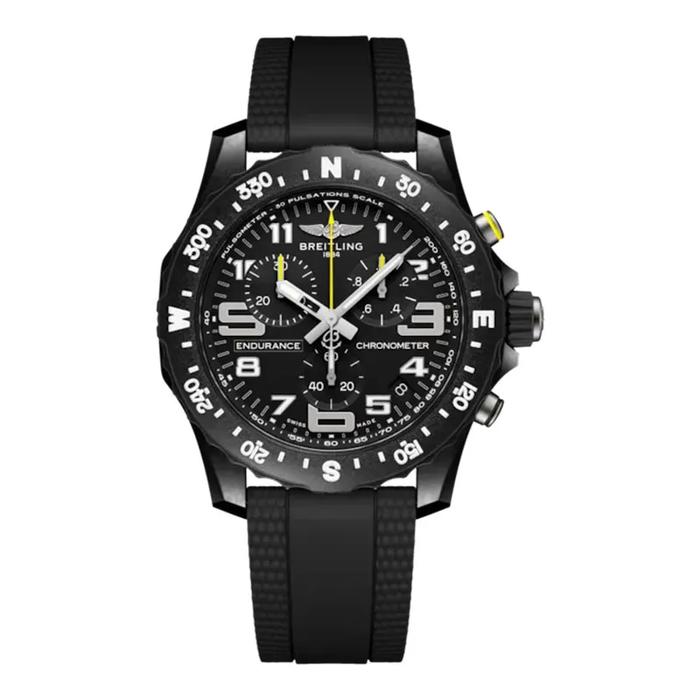 Jam Tangan Breitling Endurance Pro 44 X82310E51B1S2 Men Chronometer Black Dial Black Rubber Strap