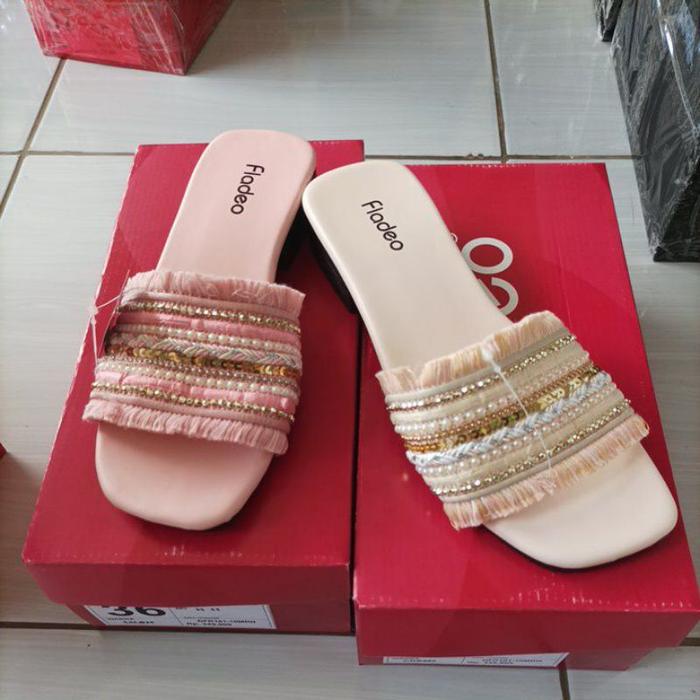 sandal wedges heels hak 3cm fladeo brand matahari Terlaris