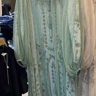 TERJAMIN Gamis nirwana sahara mewah 1 kodi bahan  campuran brukat Bunga Wanita /Dress Panjang