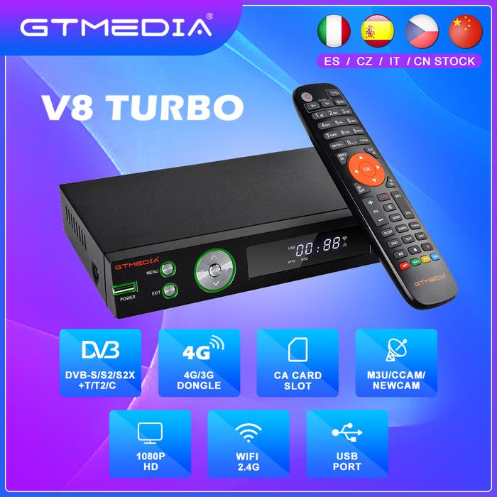 New TV Decoder GTMedia V8 Turbo DVB-S2/S2X DVB-T2 DVB-C Europe Spain