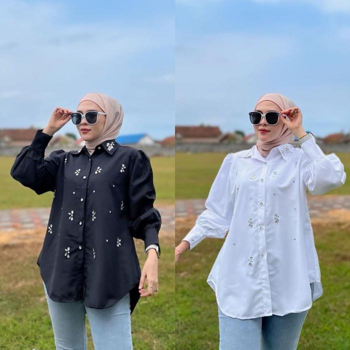Mina Beads Blouse | Kemeja Korean Style