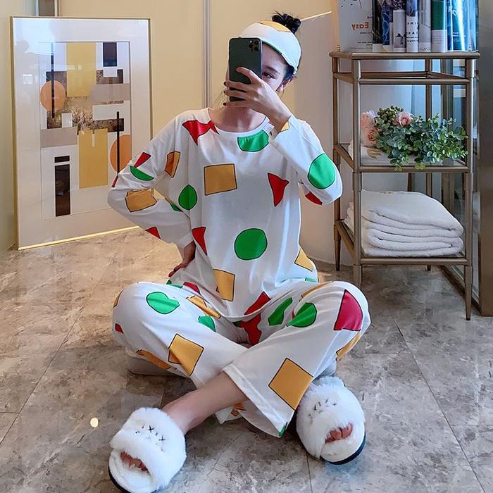 Pijama Sin Chan Man and Woman Pajama Sinchan Cotton Autumn Long-sleeved Trousers Sets Japanese Pajam