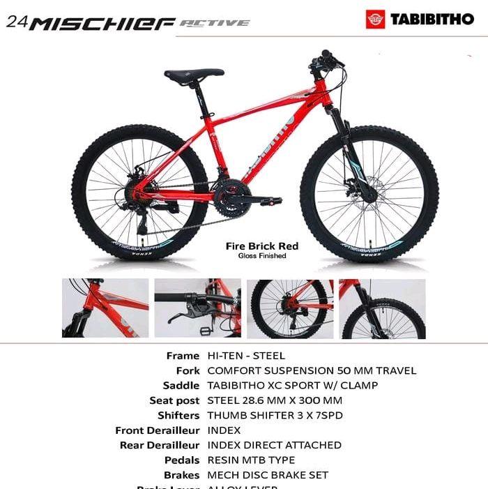 SEPEDA MTB 24 TABIBITHO MISCHIEF ACTIVE FRAME HI TEN STEEL 7 SPEED
