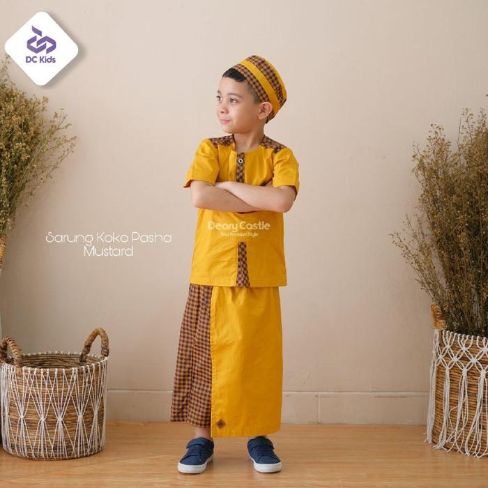 Deary Castle - Sarung Koko Pasha Katun Melviano Anak Muslim Keren Nyaman Baju Celana Kancing