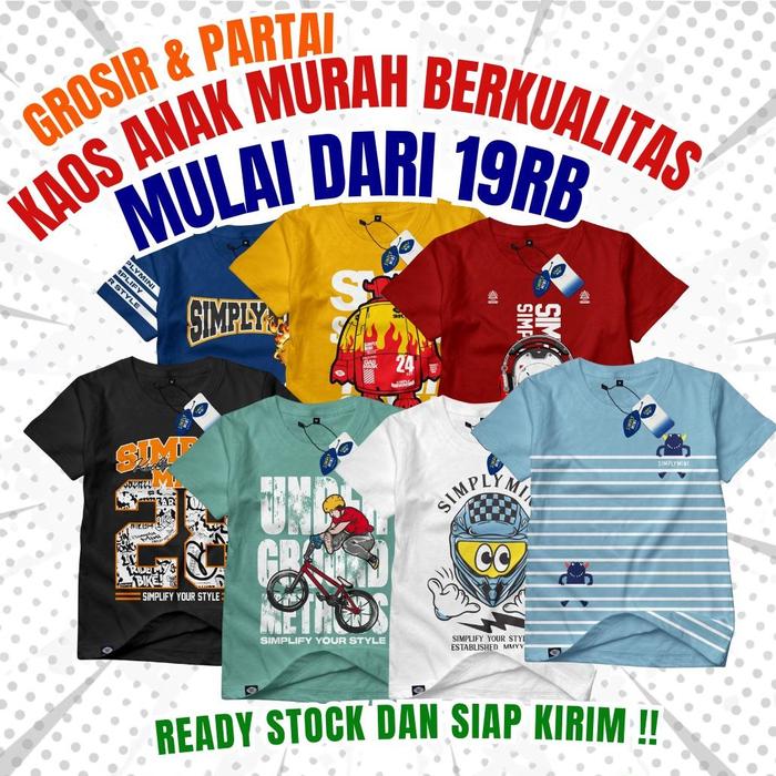 Simplymini Paket Usaha Grosir Kaos Anak Termurah Berkualitas Distro Sablon Depan Kekinian Cotton Pre