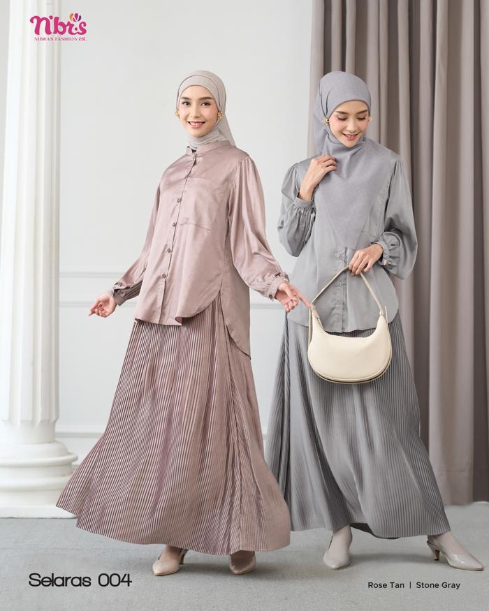 Setelan Nibras Selaras 004 One Set Baju Wanita Dewasa Setelan Muslimah Atasan Rok
