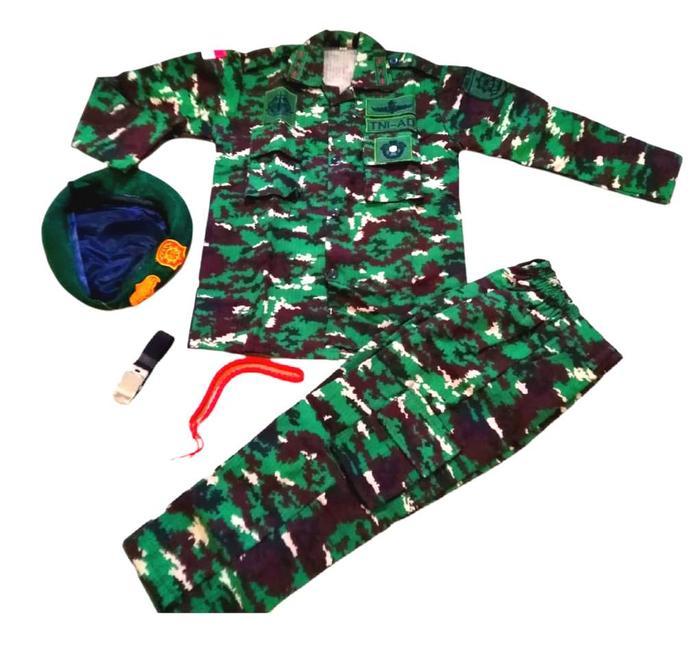 Kostum Loreng Tni Ad Pakaian Dinas Lapangan Pasukan Raider Baju Seragam Pdl Tni-Ad Bahan Loreng Rips