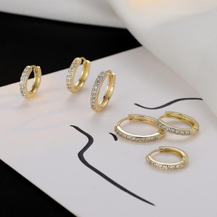 Desain khusus zirkon bertatahkan berlian anting-anting kepribadian cincin bulat temperamen Korea ant