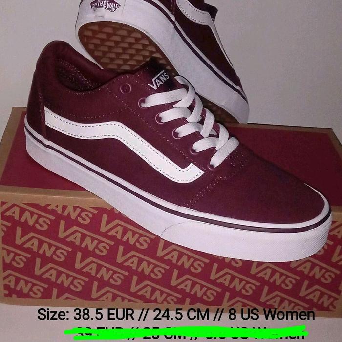 Sepatu Vans Old Skool Ward Burgundy Classic Original OG Port Royale size 38.5 Vietnam HF Red Merah M