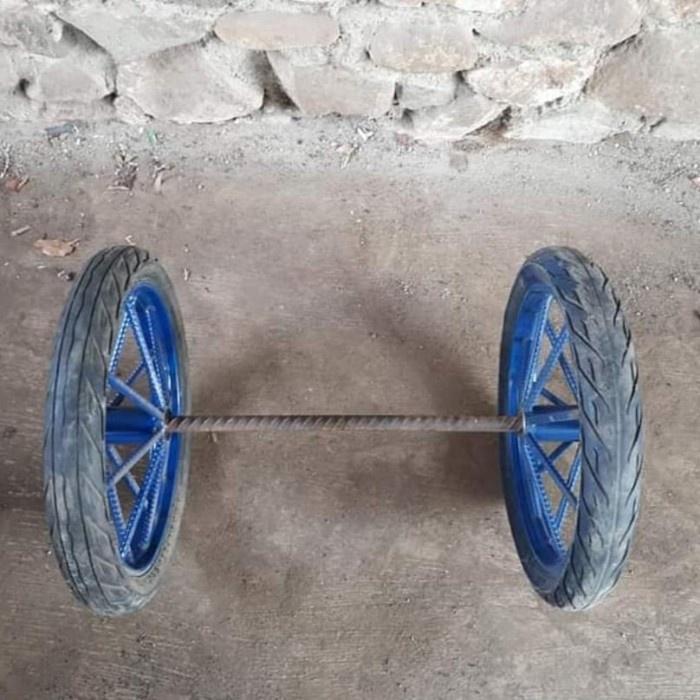 Roda Gerobak Dorong Roda Jari 8 x 2 Besar Satu Set