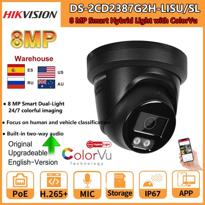 Hikvision IP Camera 8MP DS-2CD2387G2H-LISU/SL Smart Hybrid Light ColorVu Turret 4MP DS-2CD2347G2H-LI