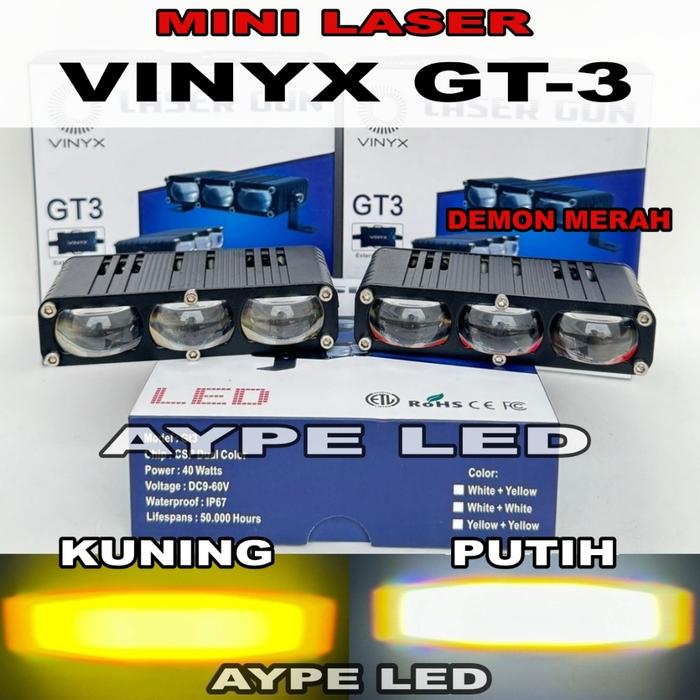 Lampu Tembak GT3 Vinyx Slim 3 Mata Mini Laser 2 Warna 30 WATT Laser Gun GT3 Vinyx