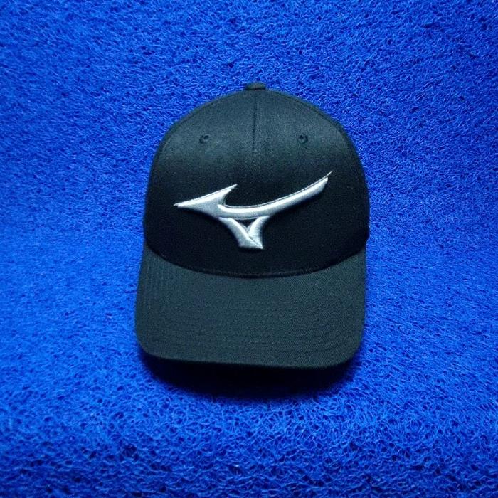 topi mizuno hitam big logo original preloved yupoong