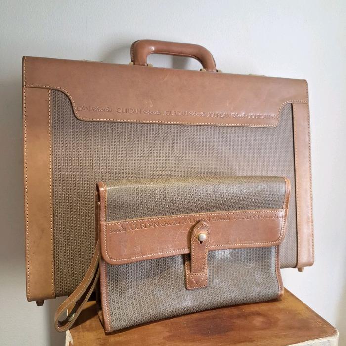 Tas Koper Kotak Briefcase Suitcase Antik Vintage Jadul Leather Original 90 an + Clutch Charles Jourd