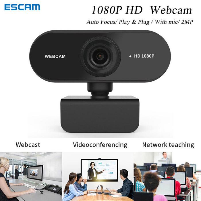 ESCAM Camera PC Komputer Webcam 1080p Full HD 4k Laptop Kamera USB