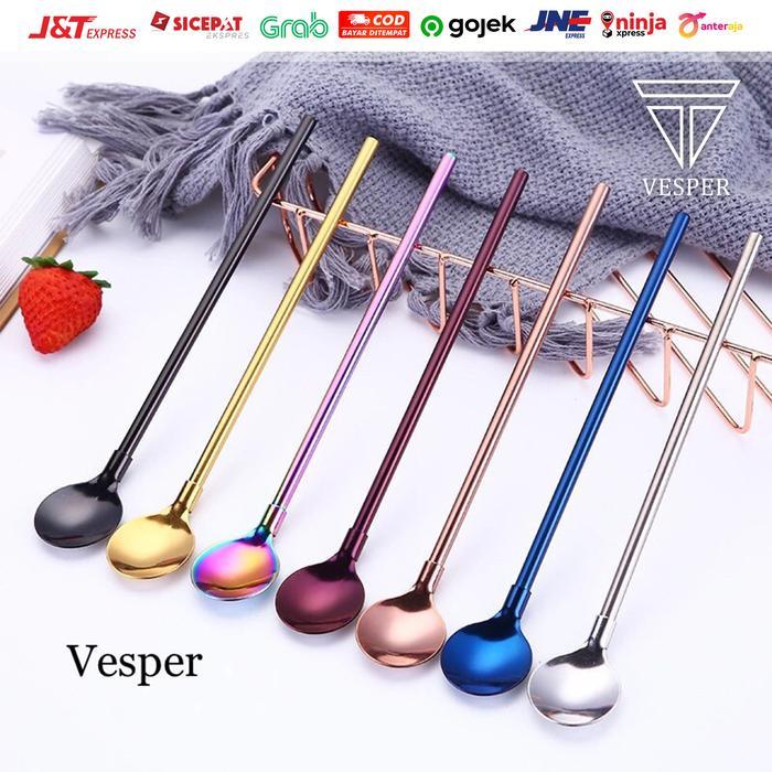 Sedotan sendok stainless / spoon straw / sedotan sendok teh kopi