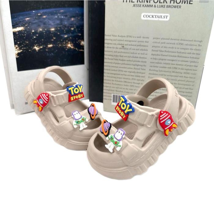 Inkayni Sendal Selop Anak Laki -Laki Size 18-23 Anti Slip Motif Toy Story Coklat YK1028