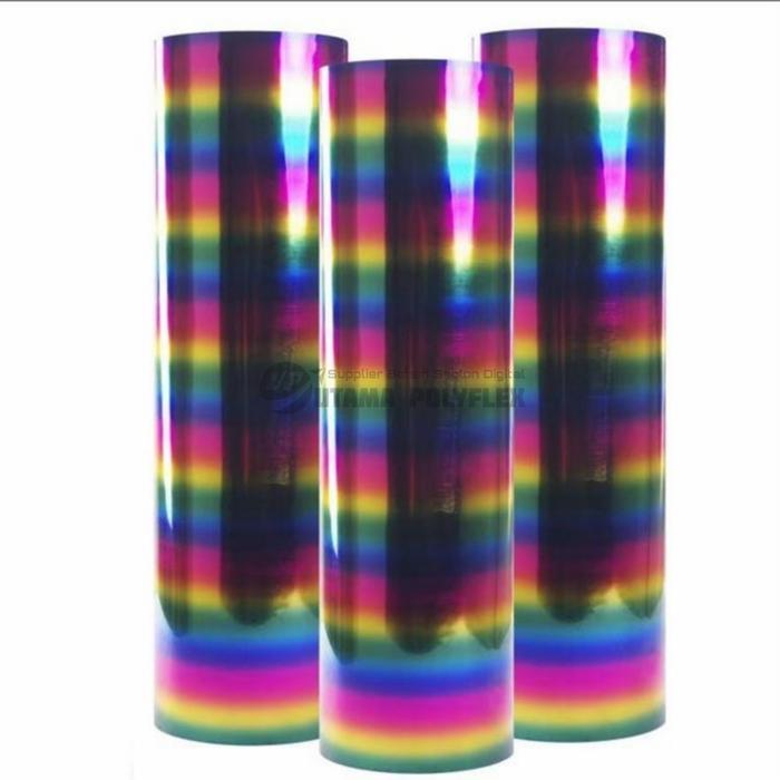 PREMIUM (Khusus Rollan) Polyflex Pet Laser Foil Hologram Rainbow