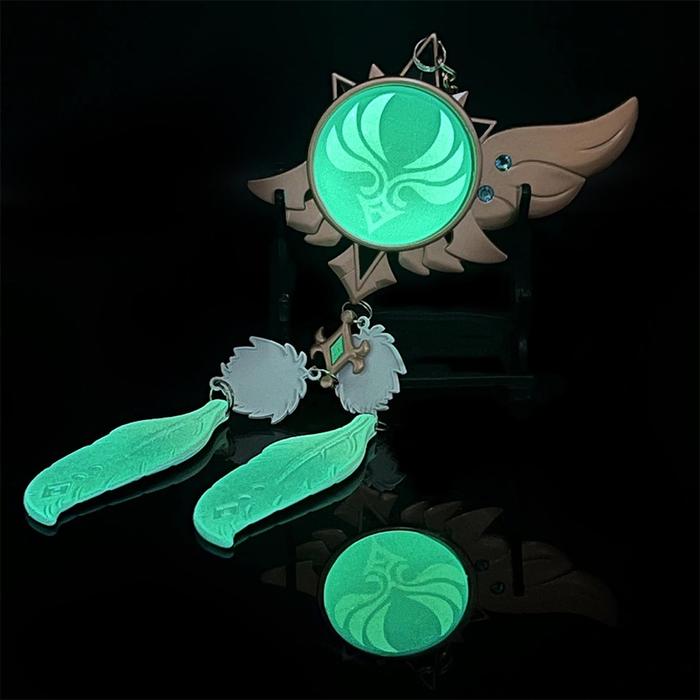 Genshin Impact Keychains Glow In The Dark Inazuma Vision Keychains Cosplay Gantungan Kunci Desain An