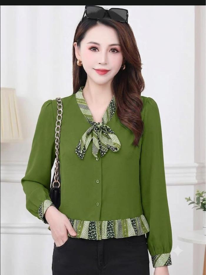 BAJU WANITA/ATASAN BAHAN OMICRON  DEPAN PITA