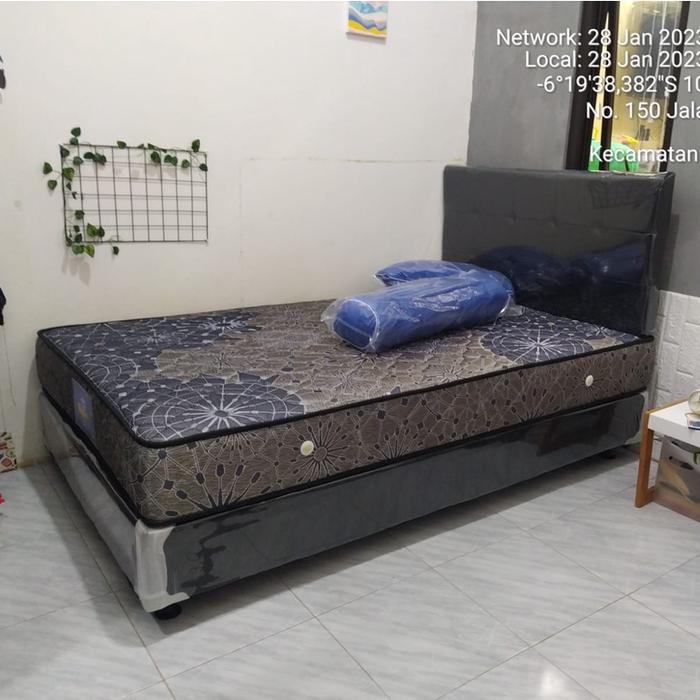 Springbed Bigline by Bigland 120x200 Fullset kasur divan sandaran bantal dacron 2 bh