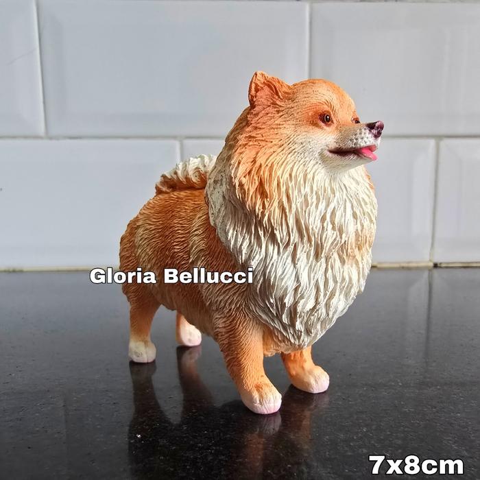 patung anjing pomeranian pajangan doggy mini pom dekorasi hiasan rumah petshop