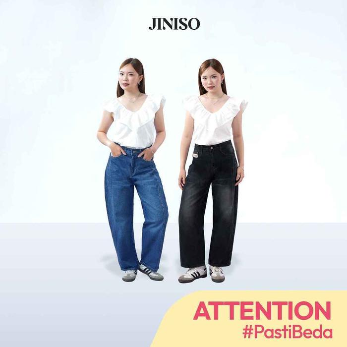 JINISO EVERYDAY ATTENTION - Barrel Highwaist Celana Jeans Wanita