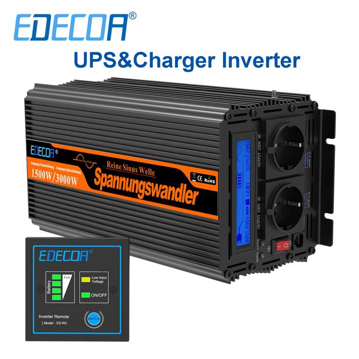 UPS inverter with charger 1500W 2500W DC 12V to AC 220V 230V
