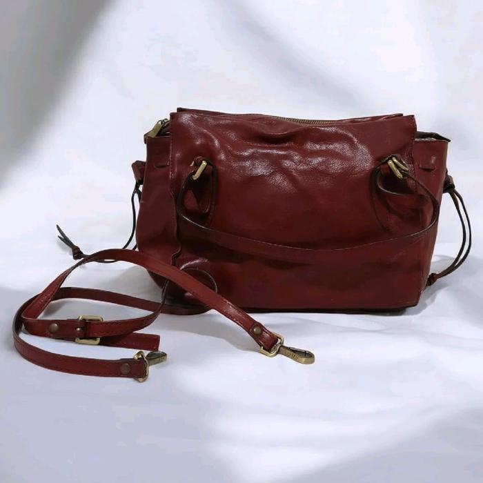 Cuoieria Fiorentina Red Genuine Leather Crossbody Bag Original
