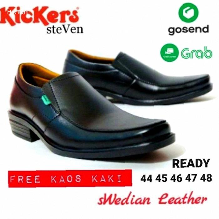 SEPATU FORMAL KICKERS PANTOFEL STEVEN KULIT WARNA HITAM PILIHAN KERJA KANTOR PRIA READY BIG SIZE UKU