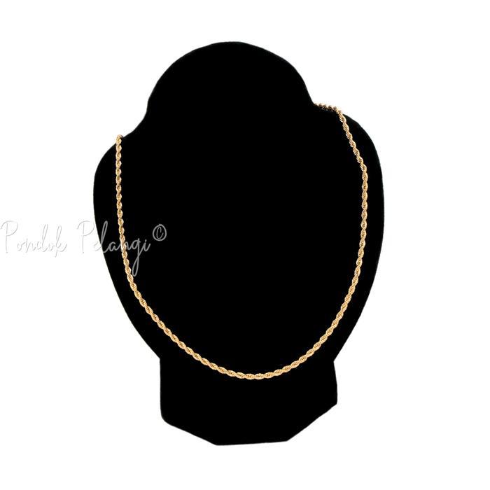 80cm Kalung Polos Rhodium 18K Wanita Pria / Kalung Tambang Padat NP33