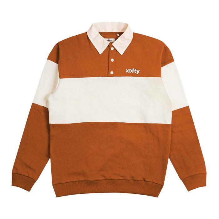 Xofty Sweater Rugby Two Tone Pria Dan Wanita Salvia