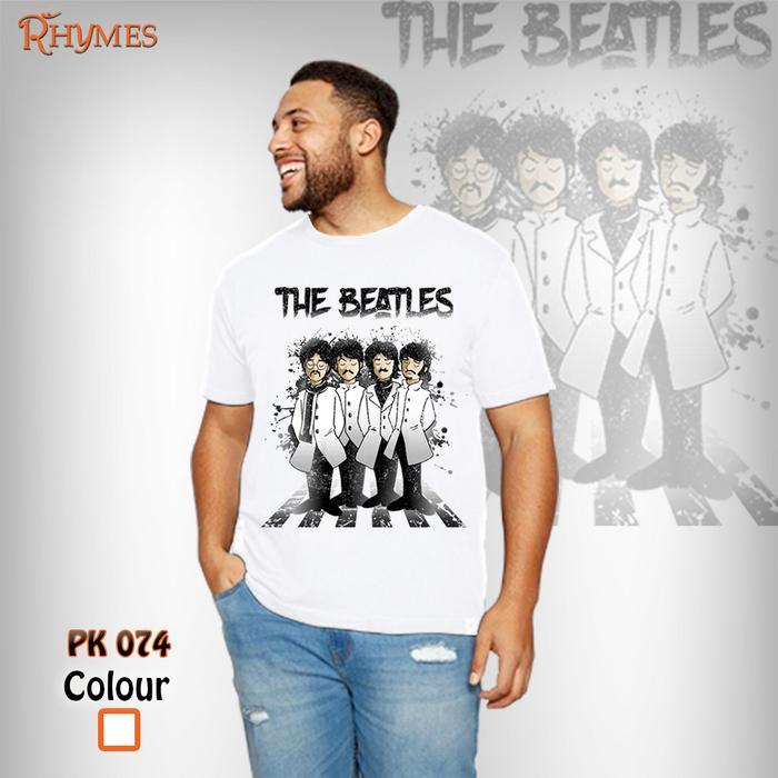 promo kaos pria dewasa jumbo rhymes the beatles white