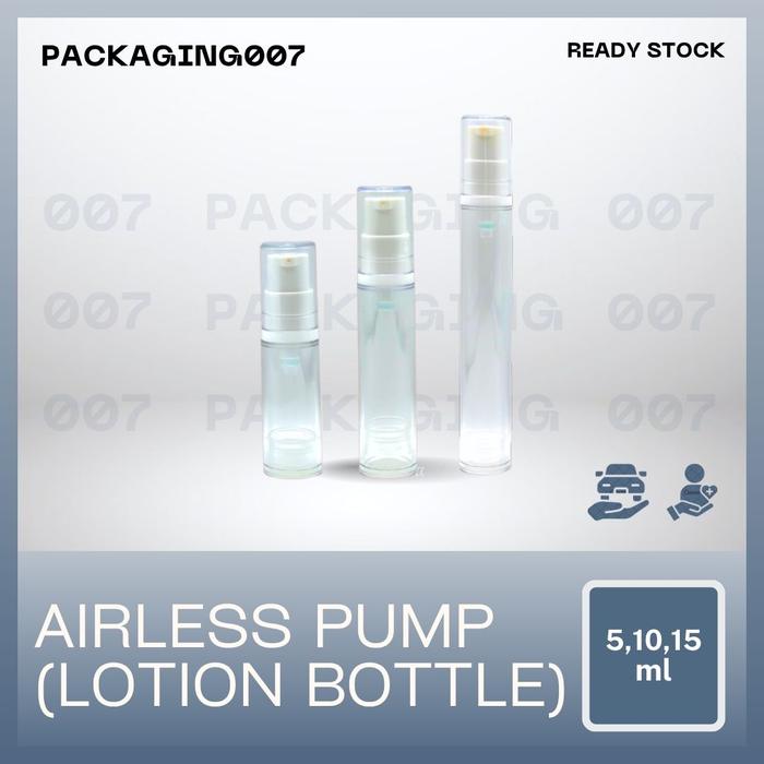 Botol Airless Pump Kosmetik / 5ml - 10ml -15ml / Vacuum Refill Bottle Untuk Serum & Lotion
