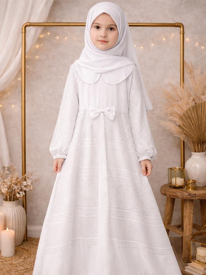 Gamis anak perempuan kombinasi brokat malika premium kain toyobo deluxe premium special idul adha