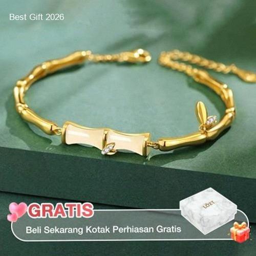 Gelang Giok Bambu Gelang Giok Lapis Emas 24k Gelang Segmen Bambu Giok Hetian Gelang Batu Giok Asli C