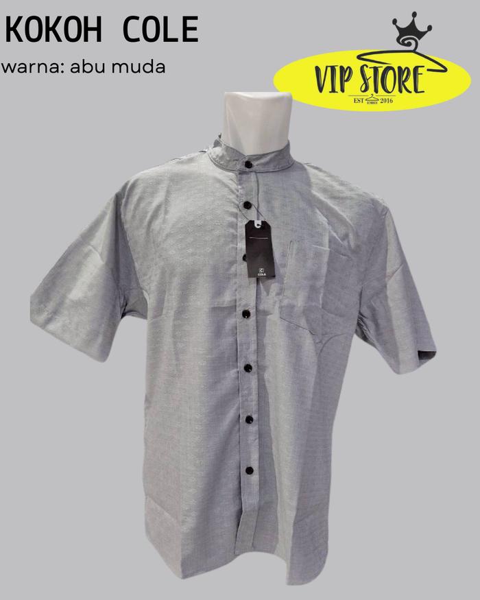 Koko Cole Dewasa Lengan Pendek Warna Abu Muda Ukuran M-XXL