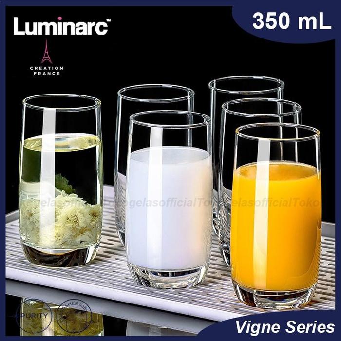 1 SET ISI 6 PCS GELAS LUMINARC VIGNE 350 ML- GELAS JUS - GELAS KACA - GELAS MINUM - HIGHBALL GLASS -
