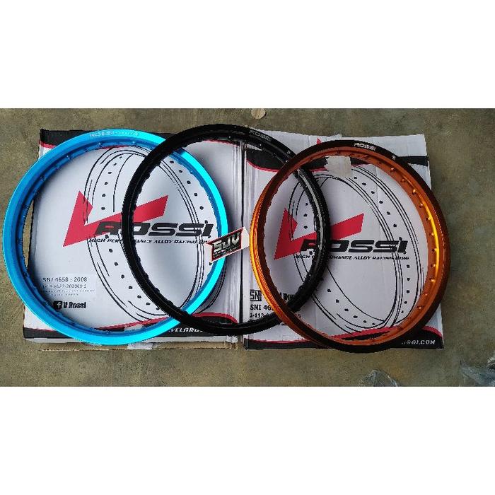 Velg Rossi Original Model Wx Kotak Ring 17(120,140,160,185,215) Hitam Glosy Biru Oren
