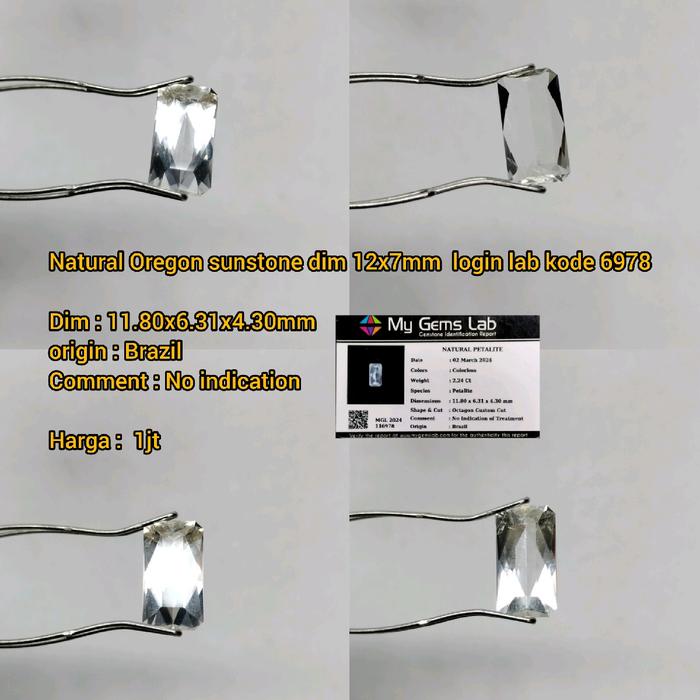 Natural Oregon sunstone dim 12x7mm login lab kode 6978 Dim : 11.80x6.31x4.30mm origin : Brazil Com