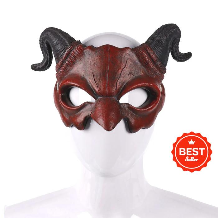 Halloween Demon Mask Horns Devil Half Face Mask Party Cosplay Horror Monster Masquerade Scary Haunte