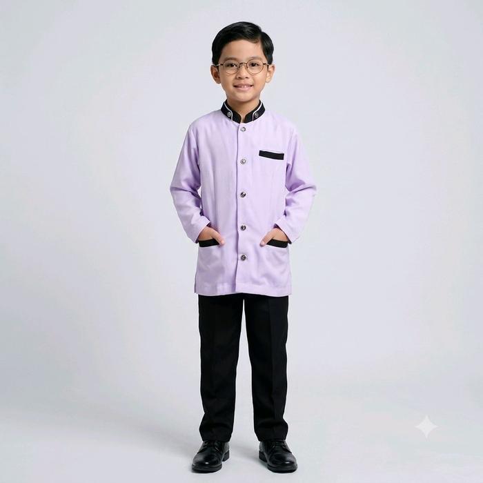 One Set Setelan Satu Setel Celana Baju Muslim Anak Laki-laki Kemko Kemeja Koko Baju Koko Jasko Jas K