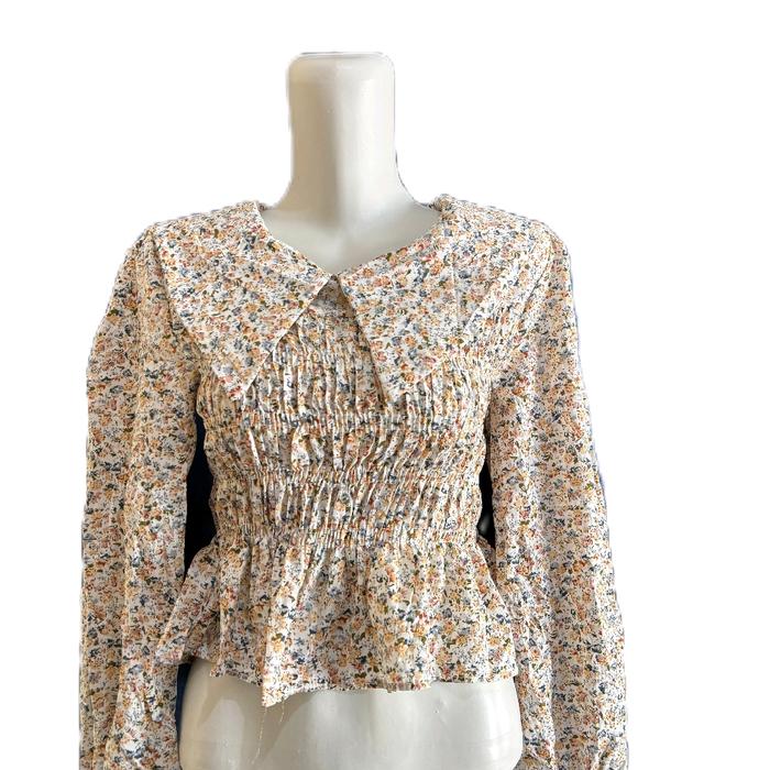 baju blus crop motif bunga