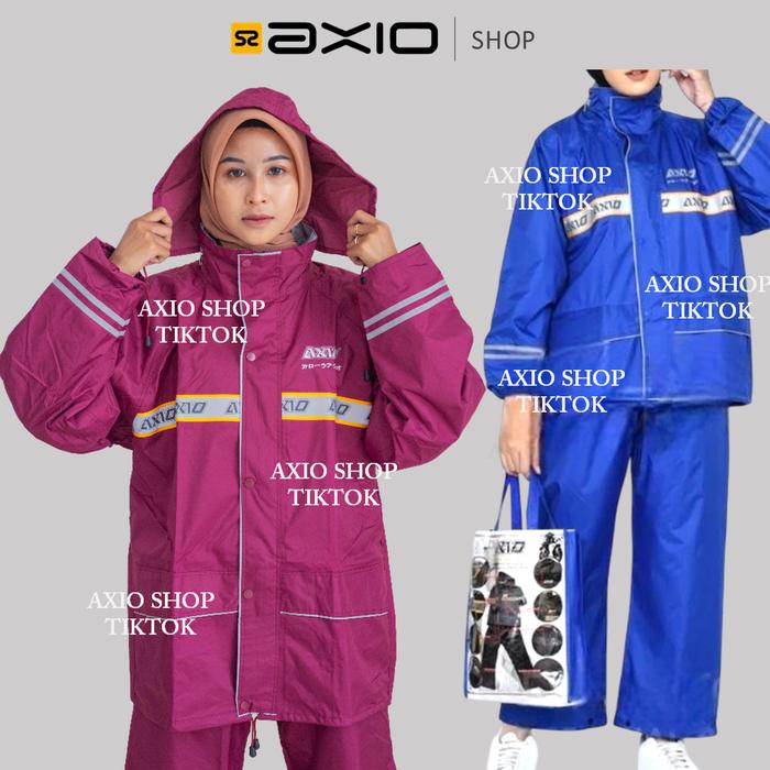 Jas Hujan Axio Model Series 882A Biru Merah Waterproof