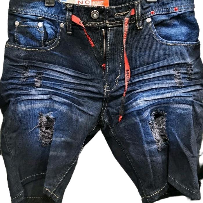 Celana jeans levis Pendek Sobek Ripped Distro Jeans Motif Nyaman Pria Keren Santai