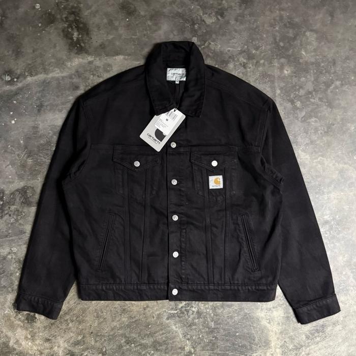 Jaket Pria Casual Carhartt Everson Trucker Jacket Black Palisander - Original 100%