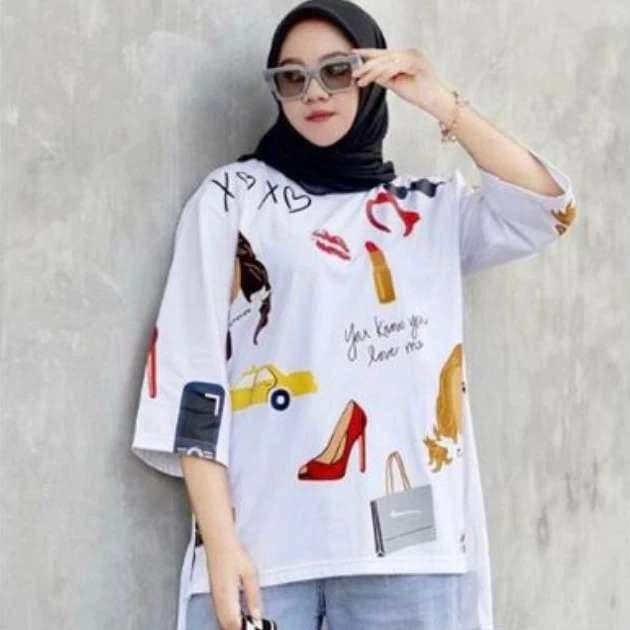 ( COD ) CFG - OVERSIZE ATASAN WANITA TUNIK TERBARU MOTIF XO WANITA/MIKI MOUSE HITAM/KORAN ( SABLON )