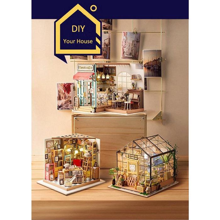 Robotime Rumah Boneka Kayu Perlengkapan DIY Rumah Boneka Miniatur
