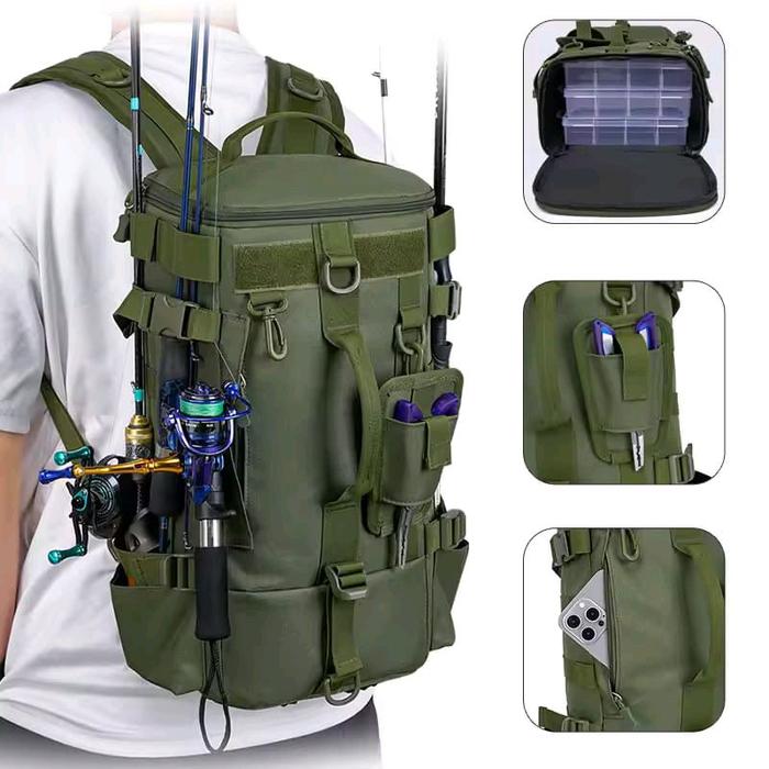 Ransel 3 in 1 Joran Pancing Tas Trevel Outdoor Fishing Backpack Tas Peralatan Memancing Model Ransel